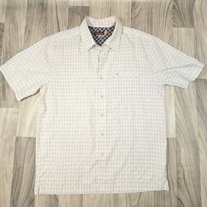 Quiksilver Mens Shirt M Short Sleeve Button Down Grey Check